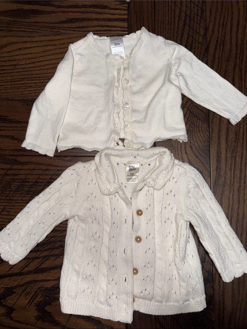 🍼Knit Cardigan Set, 0-3M. Baby Oshkosh and Carters Cream Cardigans🍼